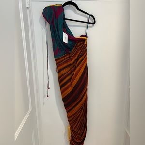 Bright colorful one shoulder dress